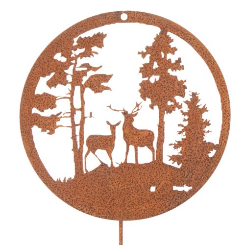 Piquet de jardin rond couleur rouille, silhouette de cerf, décoration forêt, 53 cm, lot de 2 | Floristik24.be