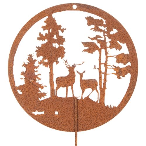 Piquet de jardin rond couleur rouille, silhouette de cerf, décoration forêt, 53 cm, lot de 2 | Floristik24.be