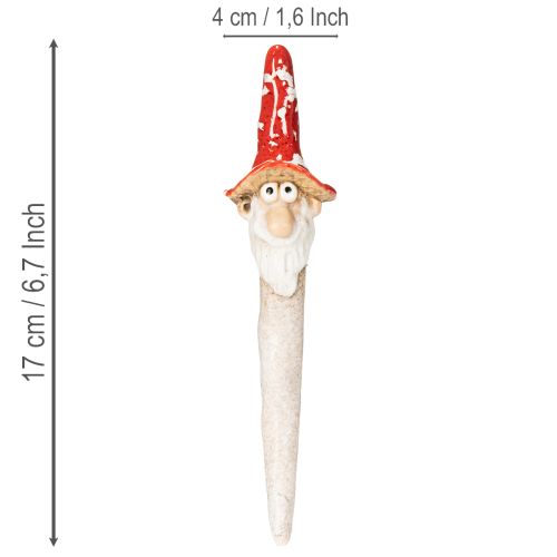 Figurine de nain à coller, avec longue barbe et chapeau champignon, décoration, 17 cm, 2 pièces | Floristik24.be