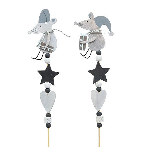 Prise avec souris gris L30cm 8 pcs