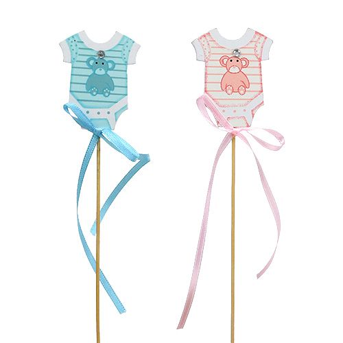 Floristik24 Bouchon de naissance 5,5cm L25,5cm bleu, rose 24 pcs