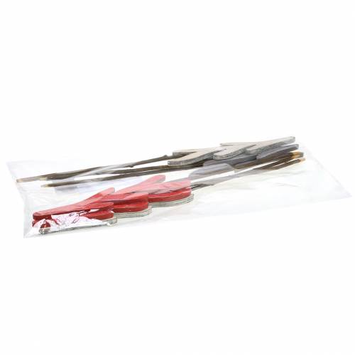 Floristik24 Bouchons décoratifs sapin rouge / gris / blanc H42cm 6pcs