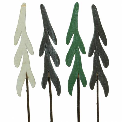 Floristik24 Bouchons décoratifs Sapins Vert / Gris / Blanc H42cm 8pcs