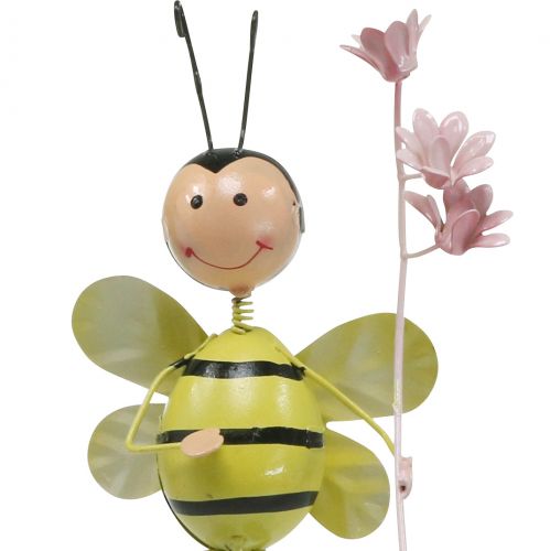 Article Bouchon fleur abeille avec fleur, décoration métal printemps été 4pcs