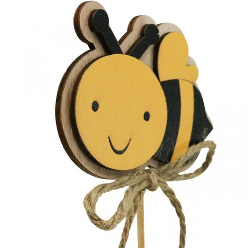Floristik24 Bouchon d&#39;abeille bouchon de fleur décoration d&#39;abeille en bois 8cm/32cm 12 pièces