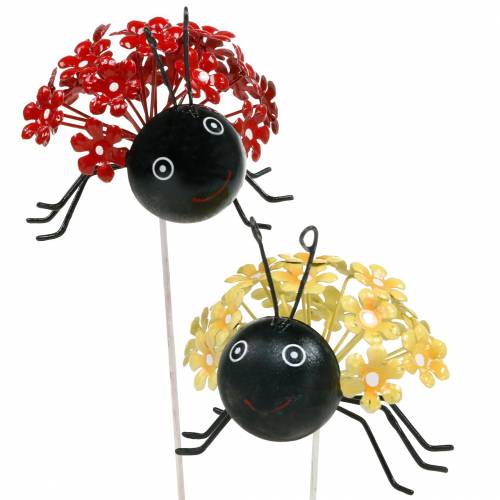 Floristik24 Bouchon de jardin fleur coccinelle rouge, jaune assorti 2pcs