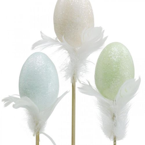 Article Oeufs de Pâques artificiels sur bâton oeuf pastel décoration de Pâques H6cm 6pcs