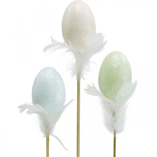 Floristik24 Oeufs de Pâques artificiels sur bâton oeuf pastel décoration de Pâques H6cm 6pcs