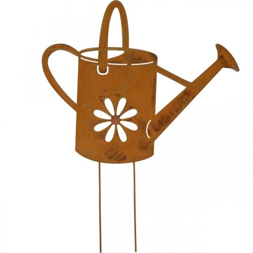 Floristik24 Bouchon fleur arrosoir, bouchon de jardin en métal, décor rouille L39cm