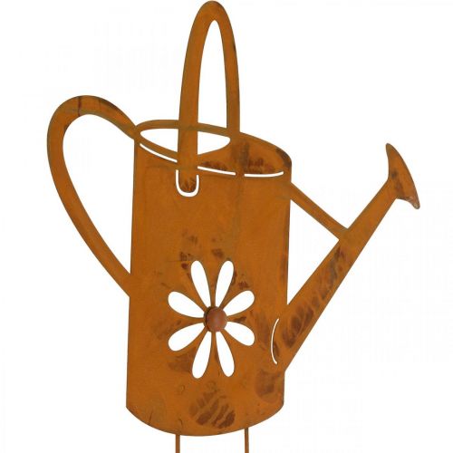 Article Bouchon fleur arrosoir, bouchon de jardin en métal, décor rouille L39cm