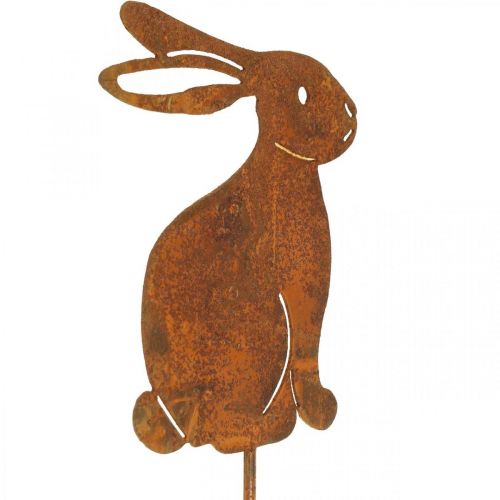 Article Décoration de jardin rouille Lapin de Pâques fleur plug métal 7×9cm