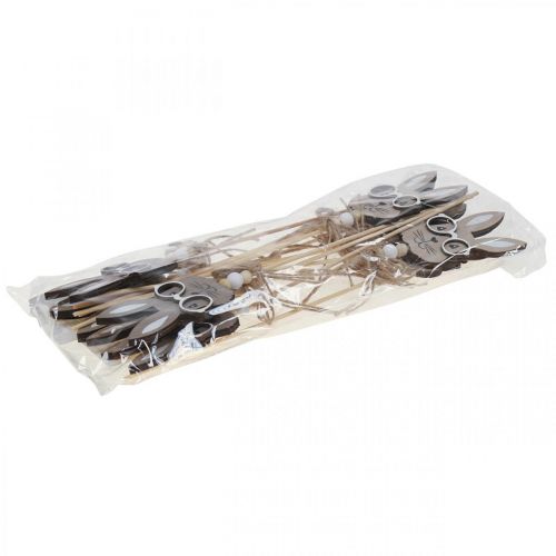 Article Bouchon décoratif en bois lapin avec lunettes 4×7,5cm 12 pcs