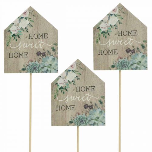 Bouchons fleurs bois Home Sweet Home décoration 6.5x7.5cm 18pcs