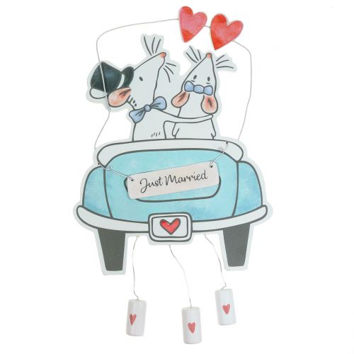 Floristik24 Pendentif déco "Just Married" 30cm x 17cm 2pcs