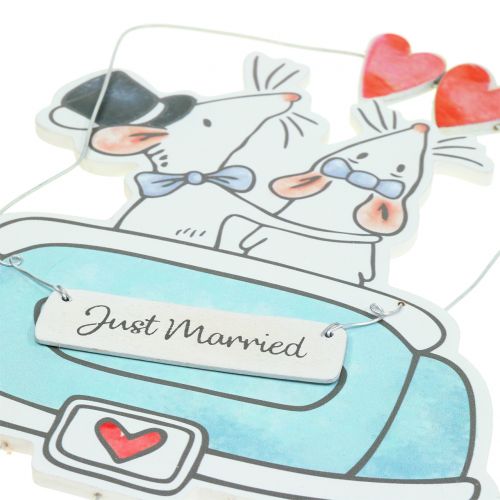 Floristik24 Pendentif déco "Just Married" 30cm x 17cm 2pcs
