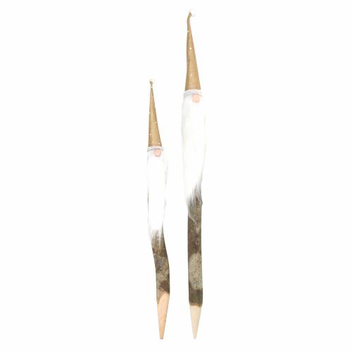 Floristik24 Jeu de bouchons en bois Gnome avec barbe en branche naturelle Ø3 / 3.2cm L44 / 59cm 2pcs