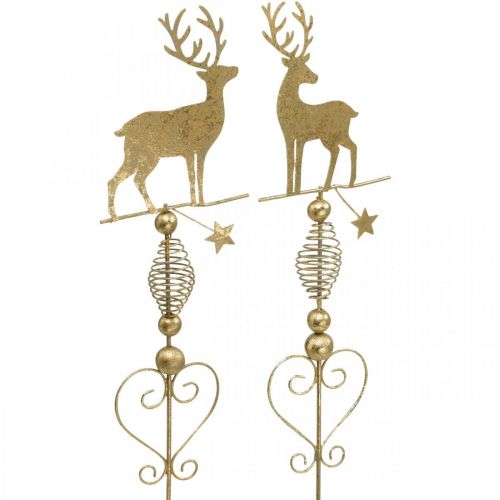 Floristik24 Bouchons déco renne doré aspect antique H58cm 2pcs
