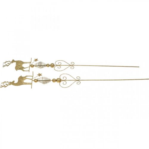 Floristik24 Bouchons déco renne doré aspect antique H58cm 2pcs