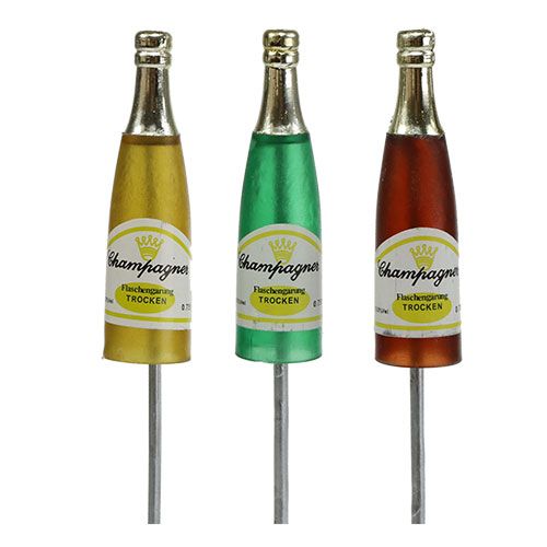 Article Bouchon bouteilles de champagne marron, vert, jaune 7,5cm L28,5cm 10 pièces
