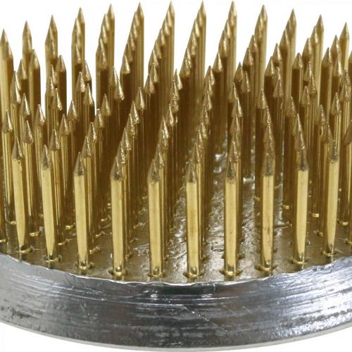 Article Pique-fleurs Kenzan rond Laiton et métal argenté Ø60mm