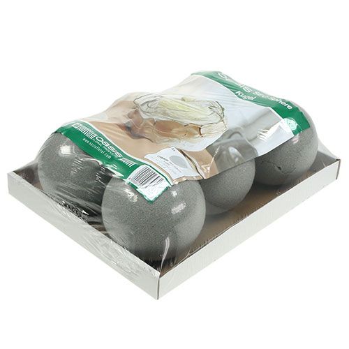 Article Boule en mousse florale boule enfichable gris Ø12cm 6 pcs