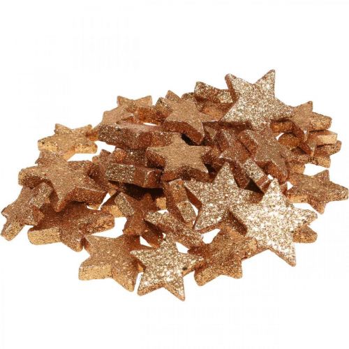Floristik24 Décoration à parsemer Étoiles de Noël paillettes/orange Ø4/5cm 40p