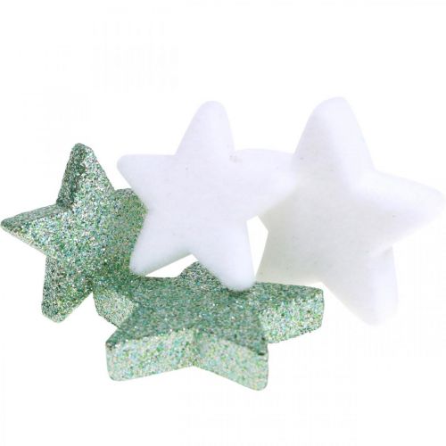 Article Décoration de Noël étoiles dispersées vert blanc Ø4/5cm 40 pcs