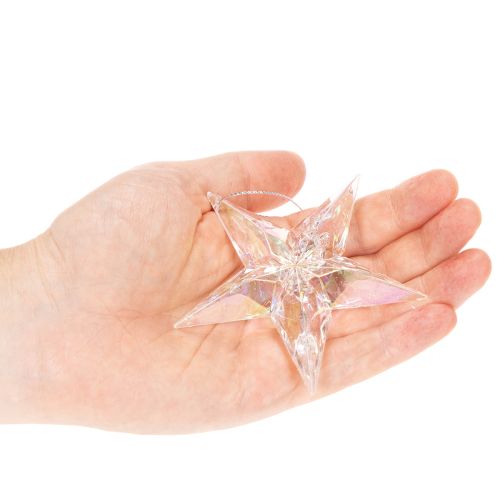 Étoiles décoratives en acrylique transparent irisé, décorations pour sapin de Noël, 9 cm, lot de 6 | Floristik24.be