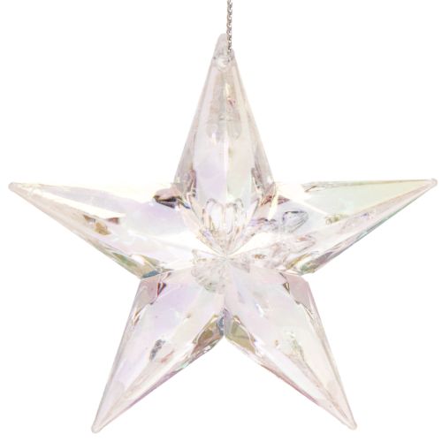 Étoiles décoratives en acrylique transparent irisé, décorations pour sapin de Noël, 9 cm, lot de 6 | Floristik24.be