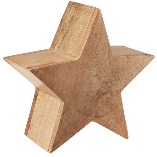 Article Etoile décorative de table en bois de manguier à poser naturel Ø24cm