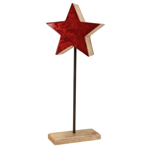 Floristik24 Décoration étoile rouge naturel avec tige sur socle 20x9,5x50cm