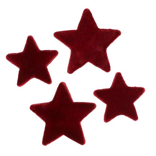 Article Décoration de Noël étoiles bordeaux décoration de table floquée 4–5 cm 40 pcs