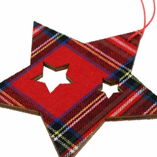 Article Décorations de sapin de Noël Style écossais Carreaux rouges 8cm 12pcs