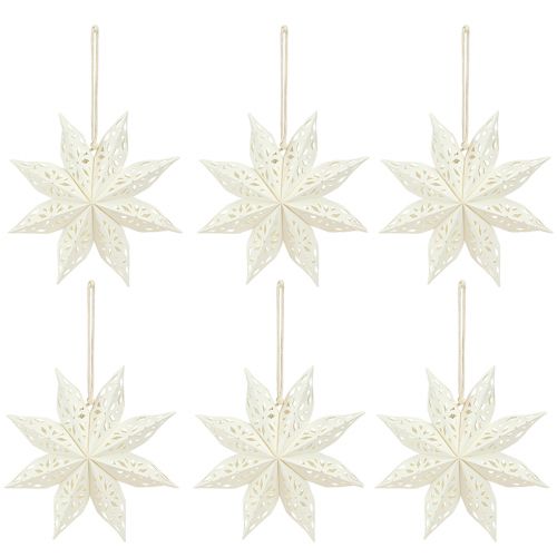 Article Papier à suspendre décoratif étoile flocon de neige en blanc Ø20cm 6 pcs