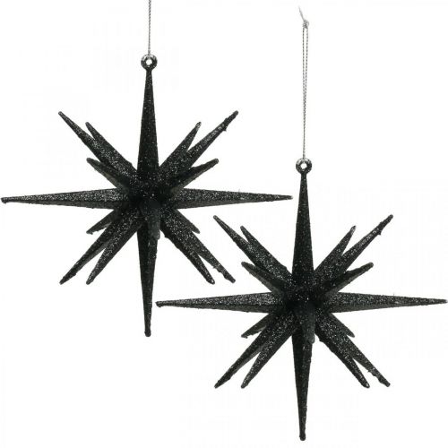 Décoration de Noël étoiles à suspendre noir Ø15cm 4pcs