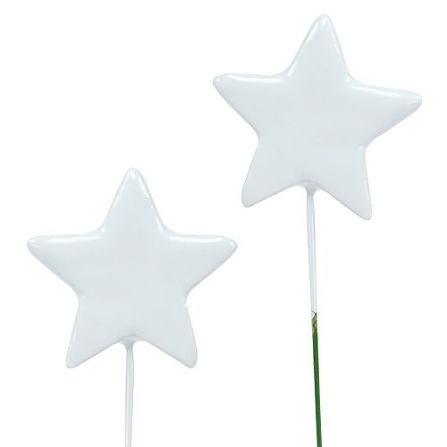 Floristik24 Étoile sur fil 5cm blanc 48 pcs
