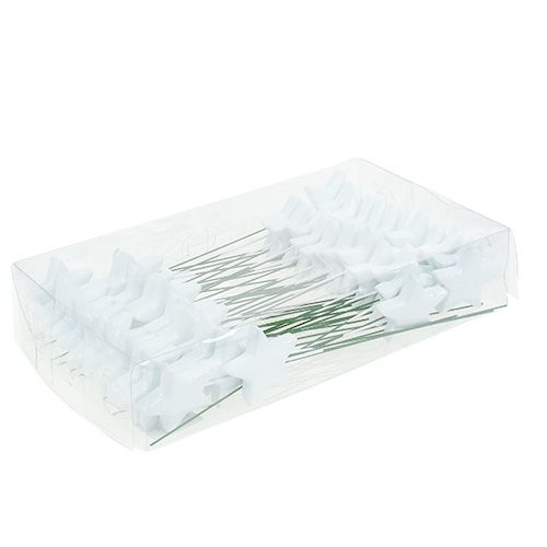 Floristik24 Étoile sur fil 5cm blanc 48 pcs