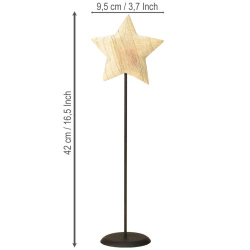 Article Étoile en bois, décoration de table en bois naturel H42cm
