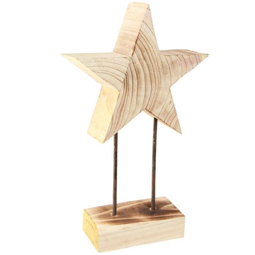 Article Étoile en bois de poinsettia Paulownia sur socle H48cm