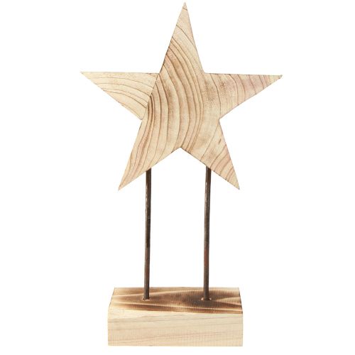 Article Étoile en bois de poinsettia Paulownia sur socle H48cm