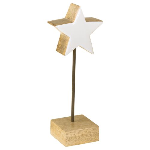 Étoile en bois blanche à poser H23cm 2 pcs