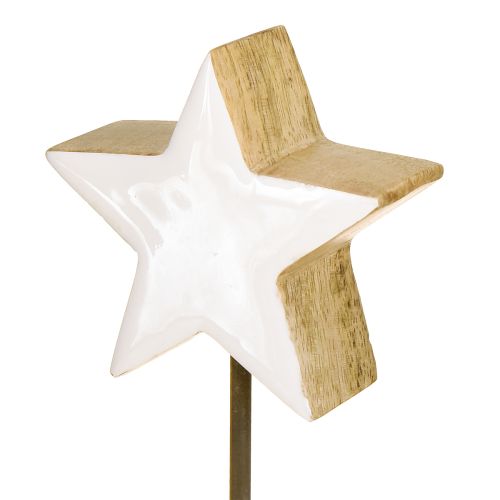 Article Étoile en bois blanche à poser H23cm 2 pcs