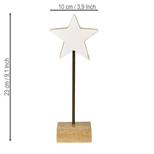 Article Étoile en bois blanche à poser H23cm 2 pcs