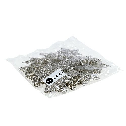 Article Étoile en métal argenté 6cm 20 pcs