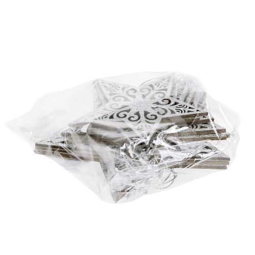 Floristik24 Étoile argentée à suspendre 8cm - 12cm 9pcs