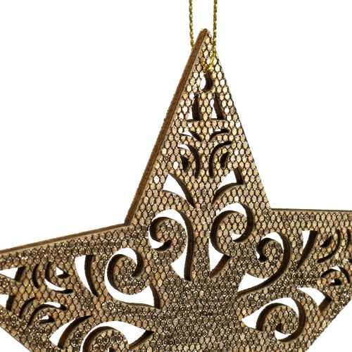 Article Étoile dorée à suspendre 8cm - 12cm 9 pcs