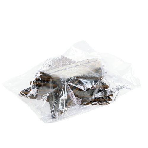 Article Poinsettia avec ornements gris argenté assorti 8cm - 12cm 9 pcs