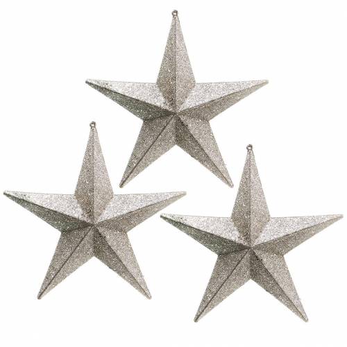 Floristik24 Etoiles scintillantes à suspendre champagne Ø21cm 3pcs