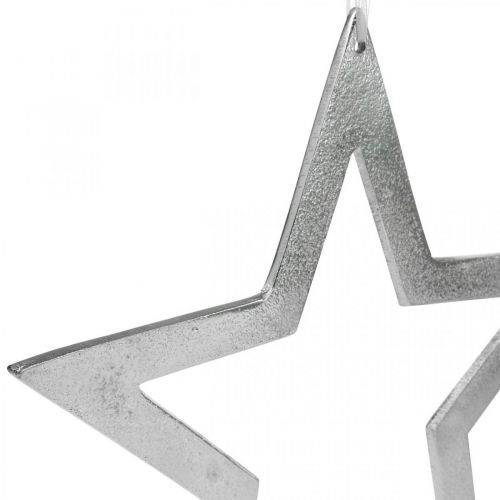 Floristik24 Etoile décorative à accrocher décoration de porte en aluminium argenté Ø28cm