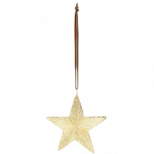 Floristik24 Étoiles à accrocher, décorations en métal, décorations de sapin de Noël dorées 9,5 × 9,5cm 3pcs